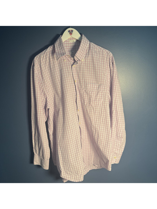 Peter Millar Other - Peter Millar Men’s Large Pink White Plaid Cotton Button Down Shirt